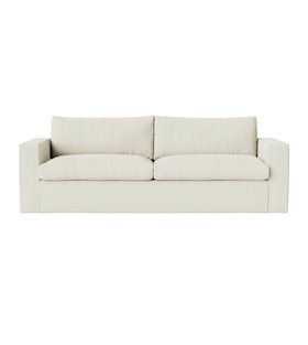 Evesham Three-Seater Ecru Plain Fabric Sofa Bed