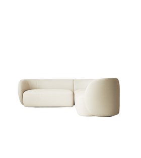 Alban Five-seater Ecru Plain Fabric Corner Sofa