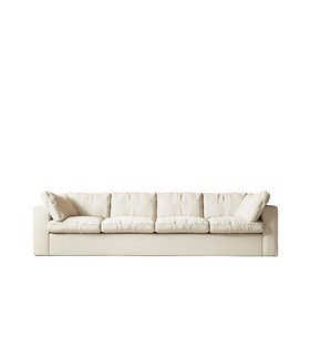 Seattle Four-seater Ecru Plain Fabric Sofa