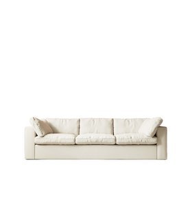Seattle Three-seater Ecru Plain Fabric Sofa