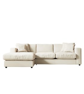 Althaea Left-Hand Ecru Plain Fabric Corner Sofa