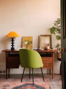 Hewinson Dark Brown Acacia & Brass Desk
