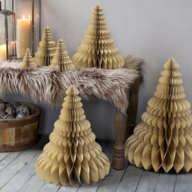 Medium Pleated Paper Christmas Tree - Parchment