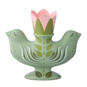 Twin birds in Fern candle holder