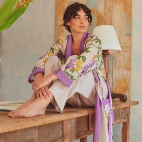 Dressing Gown in 'Wisteria Lilac' by One Hundred Stars