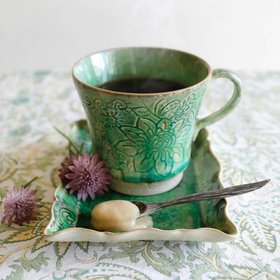 Arabesque 'Tea Mug' crackle glazed in 'Shadow' by Sthal of Sweden
