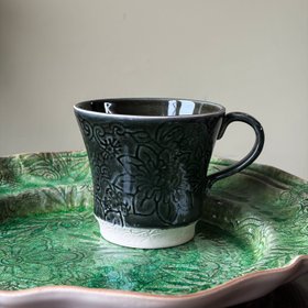 Arabesque 'Tea Mug' crackle glazed in 'Dusk' by Sthal of Sweden