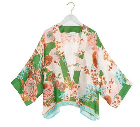 Kimono Jacket in 'Kitsch Bouquet Green' by One Hundred Stars