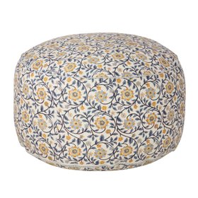 Pouffe 'Roja Indigo' Hand Block Printed Cotton by Bungalow of Denmark