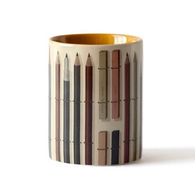Enamel 'Vintage Pencils and Chalks' Everything Pot by Roomytown UK