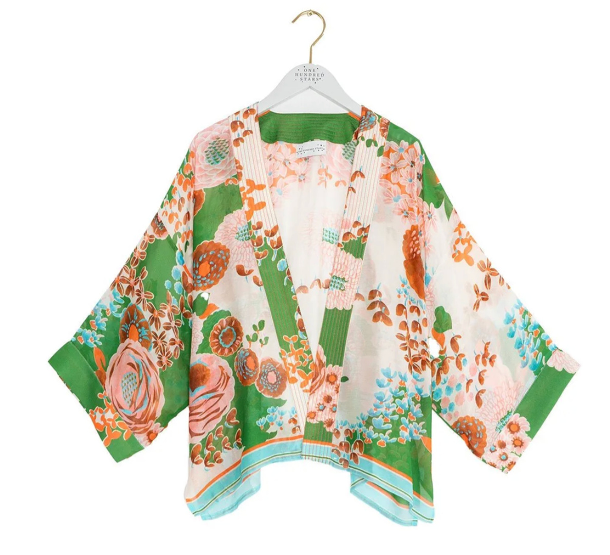 One Hundred Stars Kitsch Green Kimono