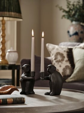 Simia Pair of Candle Holders -  Antique Brown