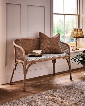 Etreinte Areca Rattan Bench - Seafoam