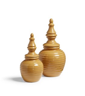 (SS26) Adorno Set Of Two Lidded Objet - Mustard