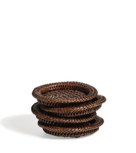 Rattan Coasters - Set of Four - Antique Brown