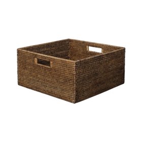 Delta Rattan Square Box - Brown