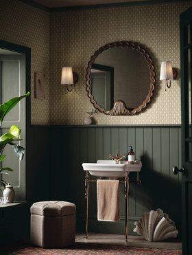 Bathroom Lifestyle, Ghini Wallpaper Dune Green