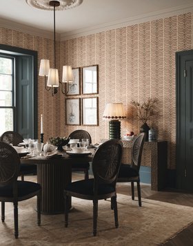 Dining Room Lifestyle, Areca Wallpaper Warm Red