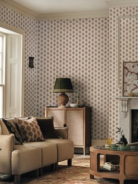 Living Room Lifestyle, Ocellus Wallpaper Warm Red