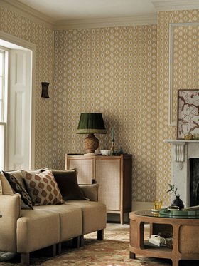 Living Room Details, Ocellus Wallpaper Bronze