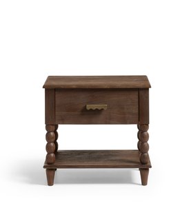 (AW26) Hilltop Bedside Table – Smoked Acacia