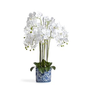 (AW26) Medium Faux Planted Orchid - Chinoiserie