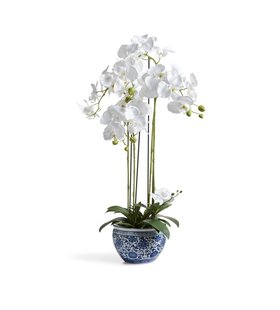 (AW26) Small Faux Planted Orchid –  Chinoiserie
