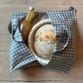 Sea Green Check Linen Pie Tote Bag – Handmade Casserole & Pie Carrier