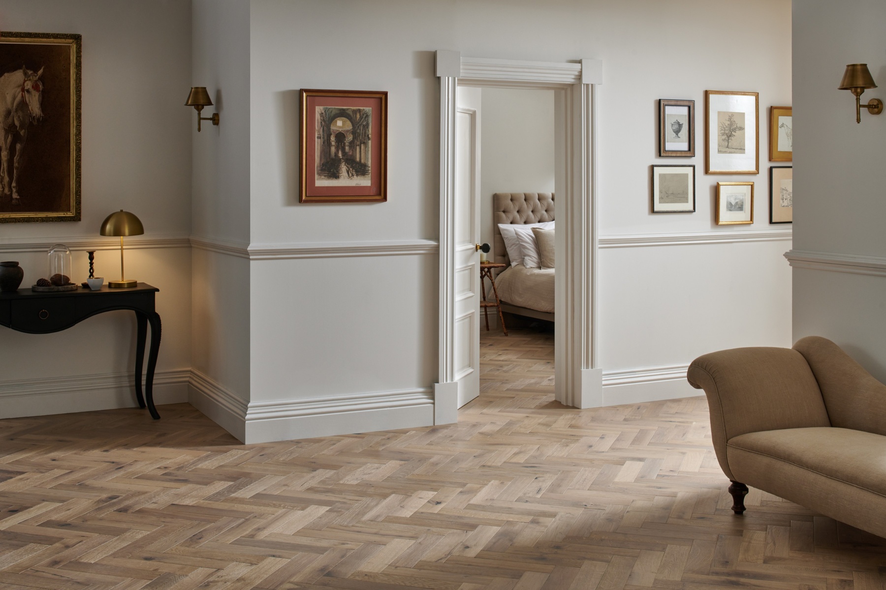 Orkney Pewter Oak Herringbone Engineered Wood Flooring