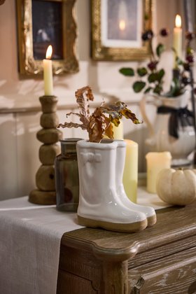 White Wellington Boots Plant Pot