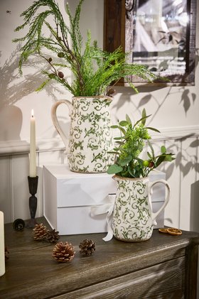 GREEN BOTANICAL PITCHER JUG VASE