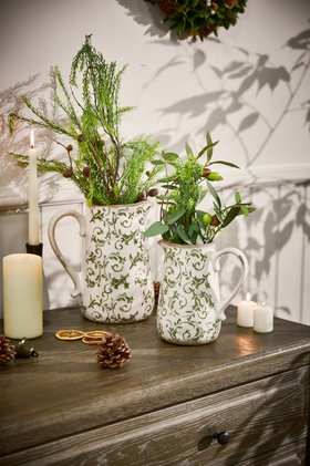 GREEN BOTANICAL PITCHER JUG VASE