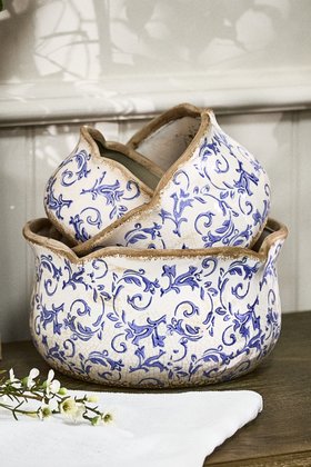 BLUE CERAMIC PLANTERS