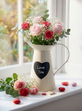 WHITE CREAM HEART JUG VASE