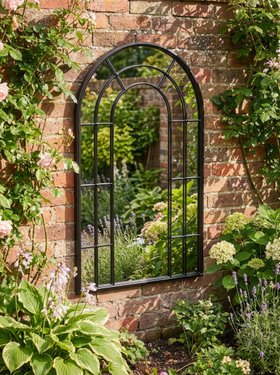 BLACK ARCHED OUTDOOR MIRROR