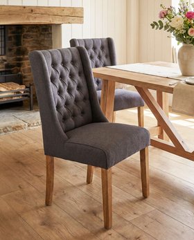 SET OF 2 CHARCOAL DINING CHAIRS