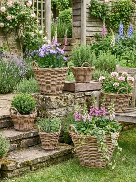 LINED WICKER PLANTERS