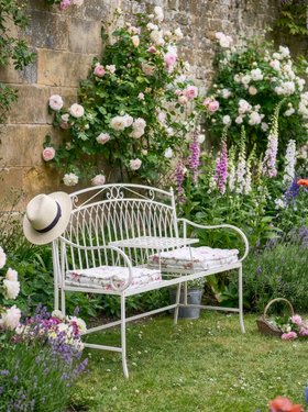 OUTDOOR CREAM BENCH TABLE