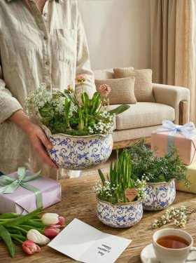 BLUE CERAMIC PLANTERS