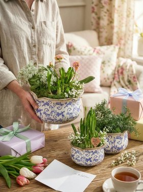 BLUE CERAMIC PLANTERS