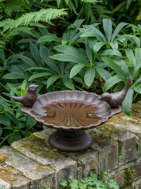 CAST IRON BROWN BIRD BATH