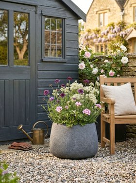 MEDIUM GREY STRIPE PLANTER