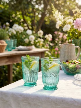 SET OF 2 TURQUOISE HIGHBALL TUMBLERS
