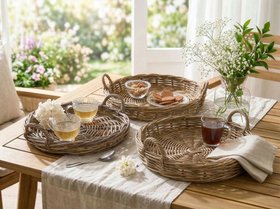 RATTAN DISPLAY TRAY WITH HANDLES