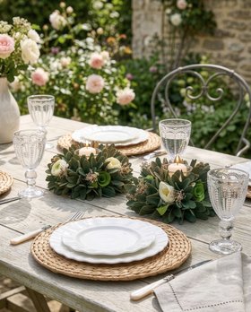 SET OF 2 FLORAL CANDLE HOLDERS