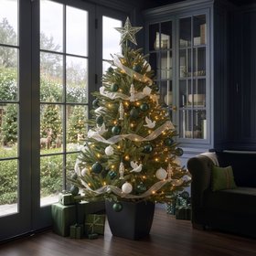 EVERGREEN PRE-LIT FIR CHRISTMAS TREE 6FT