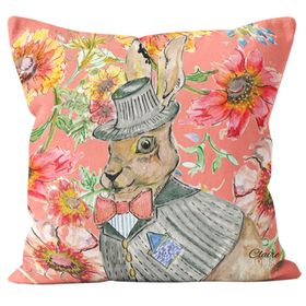 Cottage Floral Peach Fuzz Hare Cushion