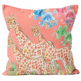 Tropical Peach Giraffes Cushion