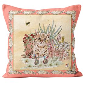 Pussycat Peach Bouquet Boots Cushion