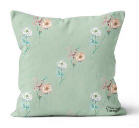 Spray of Flowers Pattern Cushion – Celadon Green